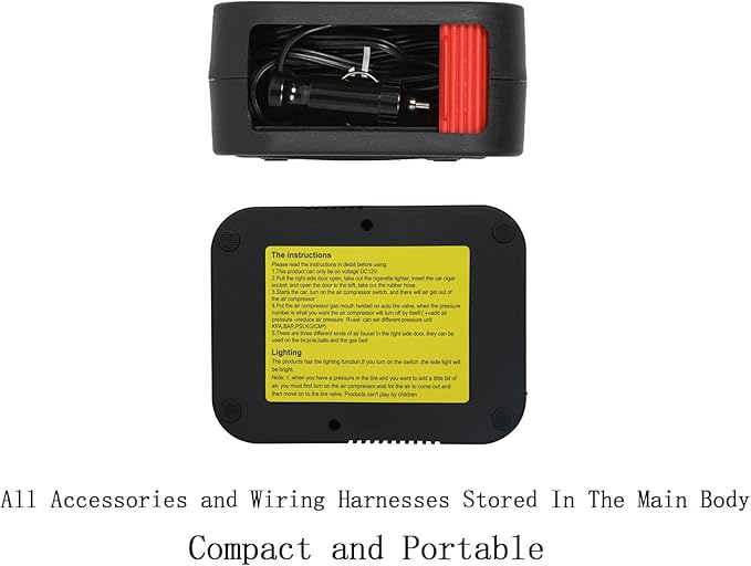 Portable Tire Inflator Air Compressor Pump Pressure with Digital Screen and LED Light Vent ，Preset tire pressure for Car Motorcycle Bike Ball DC 12V Fast Inflation