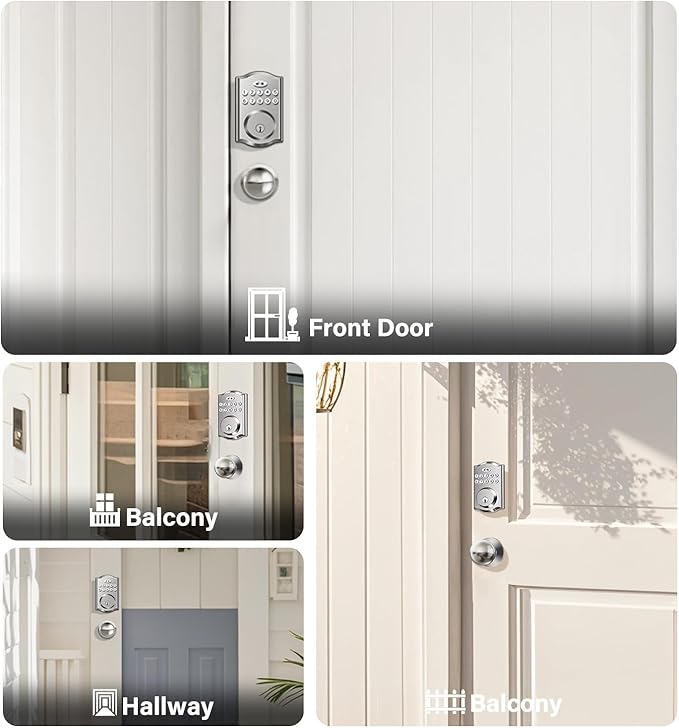 Keyless Entry Door Lock with 2 Knobs, Electronic Backlit Keypad Deadbolt with Handle Set, Auto Lock, One-time Codes, Smart Deadbolt for Front Door, Easy Installation (Satin Nickel)