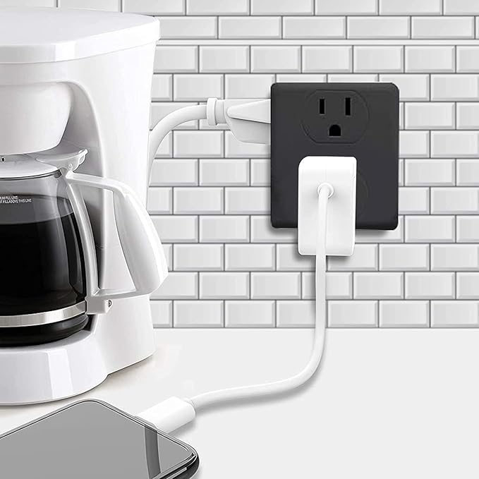 Outlet Extender, HICITY Multi Plug Outlet with 6 Electrical Outlets Adapter, 3-Prong Wall Outlet Tap for Cruise Ship Home Office Dorm, Black (2 Pack)