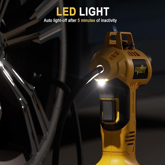 Tire Inflator Portable Air Compressor Compatible with Dewalt 20v Max Battery (TOOL ONLY), 160PSI Auto Shut-off Pump, Digital Pressure Gauge, Emergency LED Light, Auto Accessories for Car Bicycle Ball