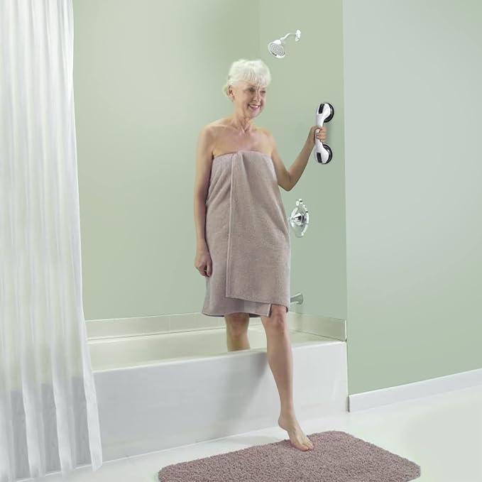 NL'AAHCÉ Grab Bars for Shower Heavy-Duty (2Pack) 12-Inch ADA Compliant Grab Bar for Seniors Shower Handles for Elderly Suction Handicap Safety Handrail for Bathroom Bathtubs Toilet Tiles Glass Black