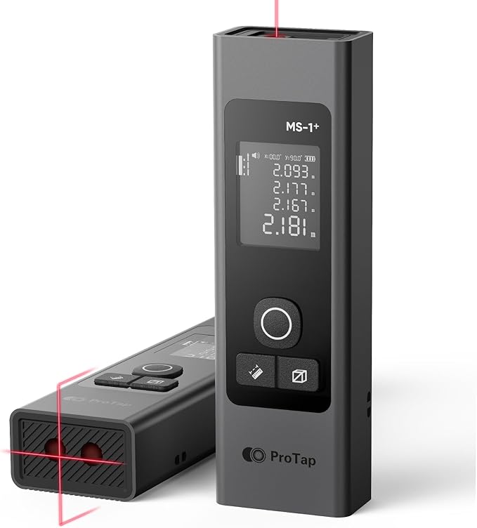 2-in-1 Laser Measure & Line Laser 165 FT - Distance Meter with Cross-Line, Laser Level with 3 Lasers Heads, 1.4" LCD, Type-C Rechargeable- Area/Volume/Pythagorean for Construction, Tiling, DIY