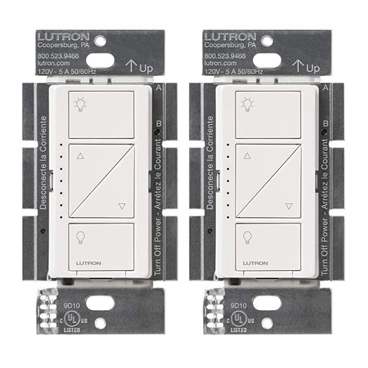 Lutron Caseta Original Smart Dimmer Switch (Lutron Smart Hub Required), for LED Lights, 150 Watt, Single-Pole/3-Way, No Neutral Required, PD-6WCL-WH-2, White, 2 Pack