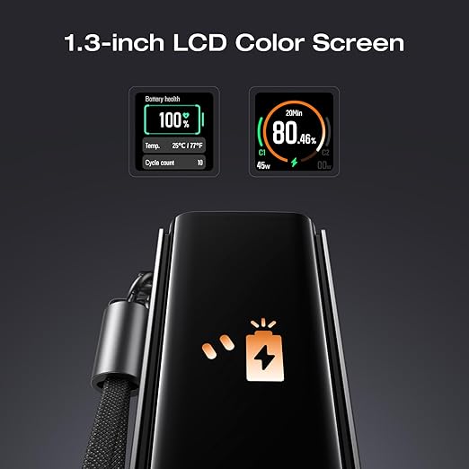 EF EcoFlow Rapid Pro 3-in-1 Power Bank, 10,000mAh Battery Pack with 67W Foldable AC Plug, Detachable USB-C Cable, 45W Fast Recharging, LCD Display, Compatible with Phones, Laptops, and More