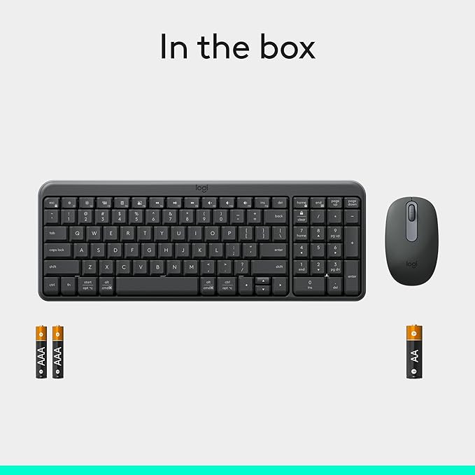 Logitech MK250 Bluetooth Wireless Mouse and Keyboard Combo: Fast & Easy Connectivity, Compact Wireless Keyboard, Ambidextrous Mouse, Durable Build - Windows/MacOS - Graphite