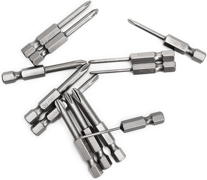 Rocaris 12Pcs Hex Shank Magnetic Phillips Cross Screwdriver Bits 50mm 1/4 Inch