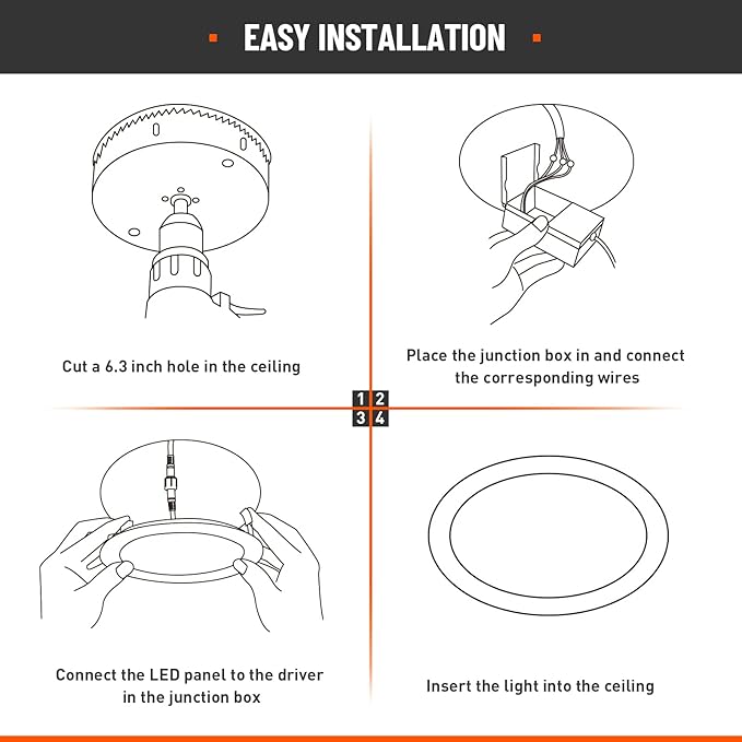 2 Pack Recessed Lighting 6 Inch with Junction Box, 5CCT 6 Inch Black LED Recessed Lights Dimmable 2700K/3000K/4000K/5000K/6000K, 15W1200lm Ultra Thin Recessed Lighting - ETL and Energy Star Certified