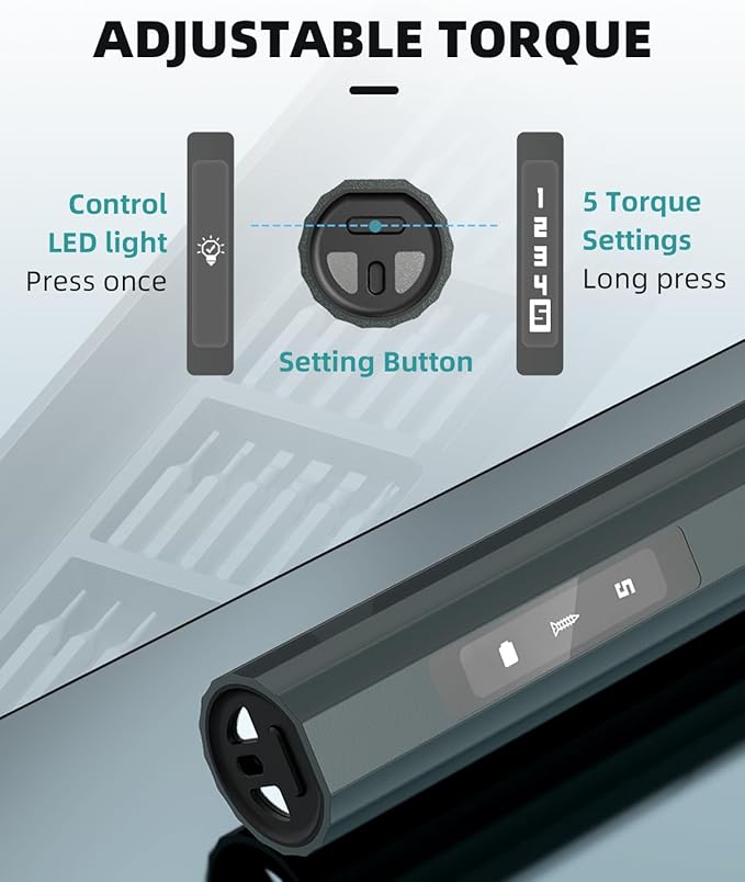 Mini Electric Screwdriver with Display, Precision Electric Screwdriver with 5 Torque Settings, 48pcs S2 Magnetic Bits, LED Light,Electric Screwdriver Cordless for Electronics Phone Camera Laptop Watch