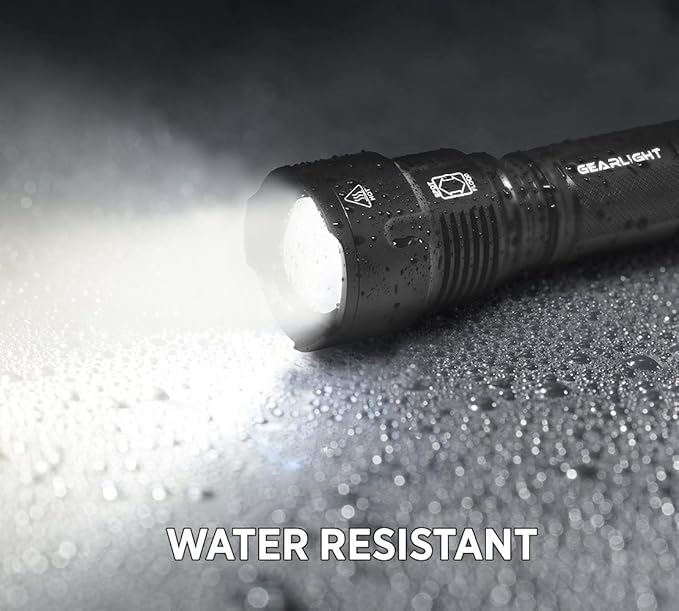 GearLight High-Powered LED Flashlight S1200 - Mid Size, Zoomable, Water Resistant, Handheld Light - High Lumen Camping, Outdoor, Emergency Flashlights - S1200-1 Pack, (Batteries Not Included)