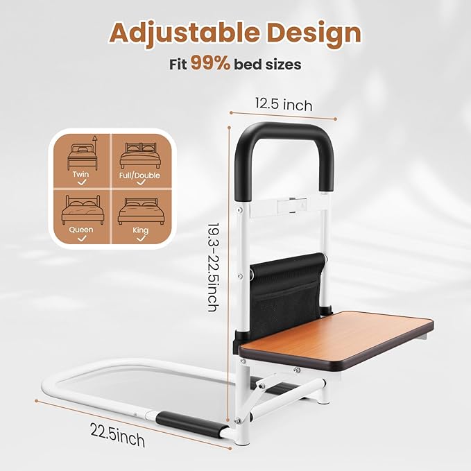 ONLYCARE Bed Rails for Elderly Adults Safety, Adjustable Side Rails for Beds for Seniors & Patients, FSA or HSA Eligible Elderly Bed Support with Motion Light & Storage Pocket, Fits All Beds