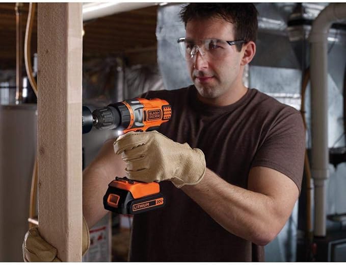 BLACK+DECKER 20V MAX Cordless Drill Driver with Battery and Charger, LED Work Light (LDX220C)