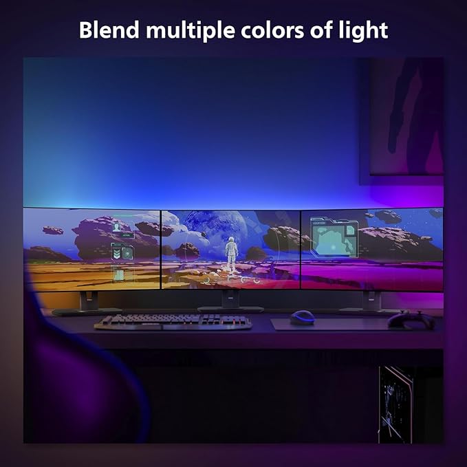 Philips Hue 24-27" PC Triple-Monitor Smart LED Light Strip- White and Color Ambiance - Requires Hue Bridge- 1 Pack - Control with Hue App- Works with Alexa, Google Assistant and Apple HomeKit