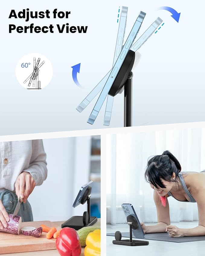 Wireless Charging Station for Apple Mag-Safe: JoyGeek 3 in 1 Magnetic Foldable Charger Stand for iPhone 16 15 14 13 12 Pro Max Plus - Apple Watch 10 9 8 7 6 5 4 SE - AirPods Pro 2/3/4