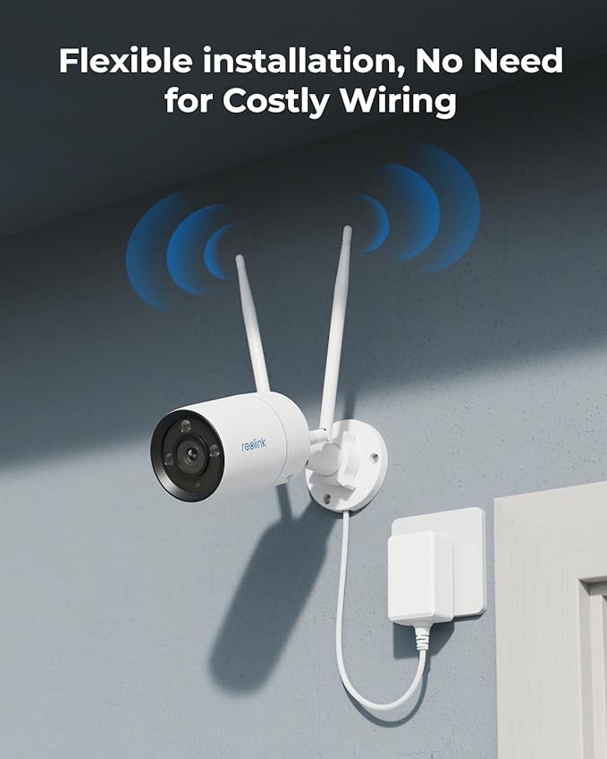 REOLINK 4K Security Camera System, 4pcs Outdoor 4K/8MP Plug-in WiFi 6 Cameras, Full Metal Material, Color Night Vision, Person/Vehicle/Animal Detection, 16CH WiFi NVR with 2TB HDD, RLK12-800WB4