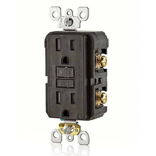 Leviton GFCI Outlet, 15 Amp, Self Test, Tamper-Resistant with LED Indicator Light, Protection from Electric Shock and Electrocution, GFTR1, Brown