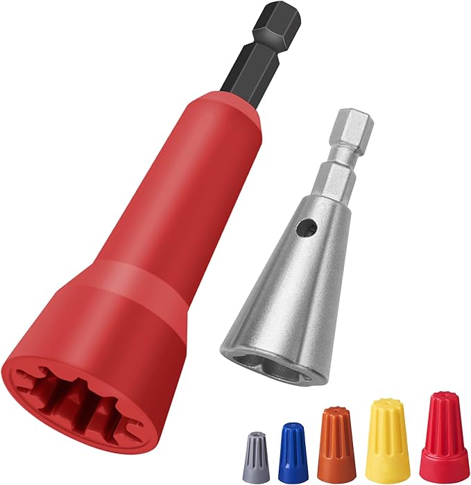 Wire Nut Twister,Wire Twisting Tool,Wire Nut Twiter for Drill,Spin Twist Wire Connector Socket,Wire Connector Driver with 1/4" Chuck,Wire Stripping and Twisting Tool(Wire Nut Twister Red)