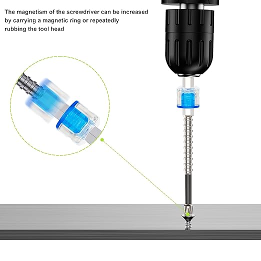 High Magnetic Screwdriver Drill Bit Set, 10Pcs K5 Impact Resistant Anti-Slip Magnetic Electric Screwdriver Set with Magnetic Ring, 25, 50, 65, 70, 75, 90, 100, 120, 150mm