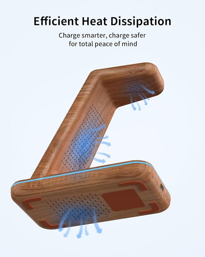 JoyGeek 3 in 1 Charging Station for Apple Devices, Wireless Charger Stand for iPhone 16/15/14/13/12/11/SE/X/8 Pro Max Plus Mini, Charging Dock for Apple Watch Ultra/8/SE/7/6/5/4/3, AirPods Pro 2/3/2