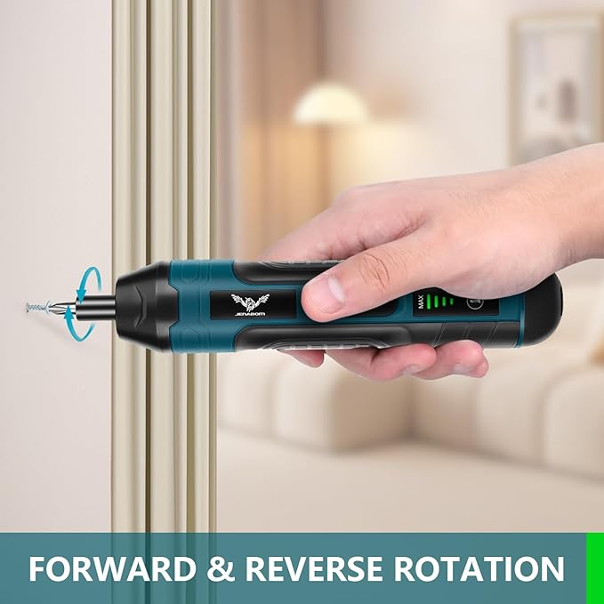 Electric Cordless Screwdriver, 3.6V Rechargeable Power Screwdriver, 5N.m Max Torque, 4-Gear Torque, LED Light, 20 Pcs, Ideal for Daily & Light Industrial Use