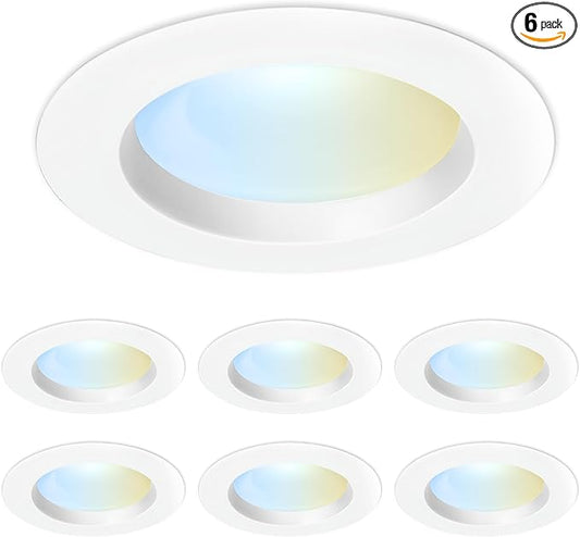 Feit Electric 5-6" LED Recessed Downlight, 120W Equivalent, Dimmable, 5CCT Selectable White, High Output, 90 CRI, 1290 Lumens, 45-Year Lifetime, LEDR56HO/6WYCA/6, 6 Pack