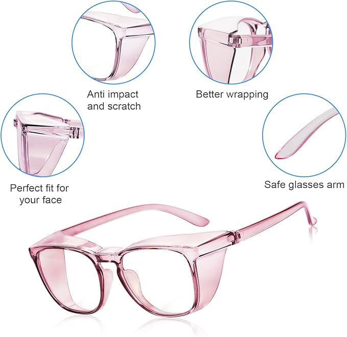 LASMEX Stylish Safety Glasses Goggles for Women Girls Anti-fog Glasses Protective Eyewear Clear Glasses