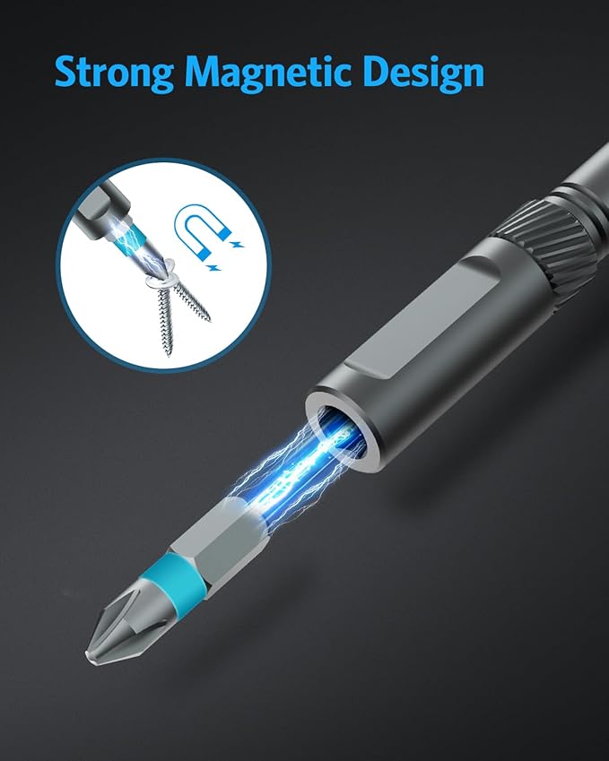 24 in 1 Magnetic Screwdriver Set, AMIR Ratchet Screwdriver Kit Precision Repair Tool with DIY Detachable Ratchet Handle, Multi Bit Small Screw Driver Set for Furniture Computer