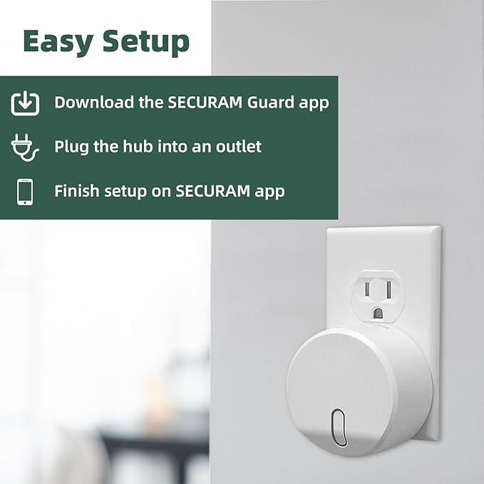 Smart Home Hub, WiFi Bridge for SECURAM Touch Smart Fingerprint Door Lock for Voice Control and App Remote Control, Compatible with Voice Intelligent Assistant