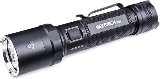 NEXTORCH P91 Tactical Flashlight High Lumens, 5000 Lumens Dual Switch Rechargeable Flashlight with 6 Modes & Strobe & Ceramic Glass Breaker for Night Duty, Breakout Operations, Tactical Training, etc