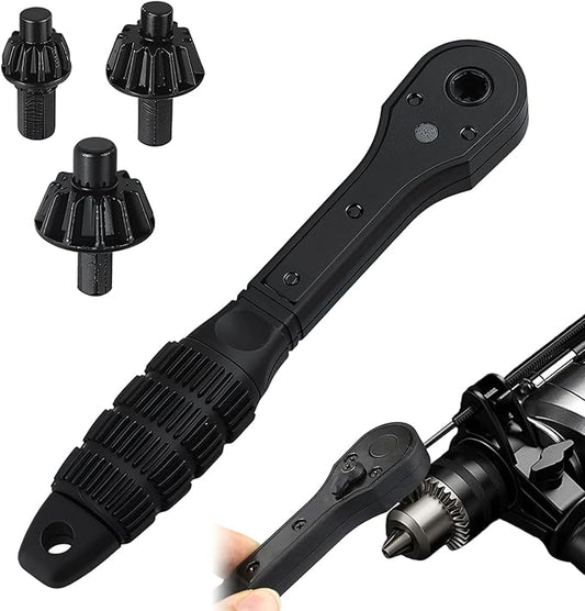 2-in-1 Ratchet Drill Chuck Key Wrench, Universal Double Head Chuck Key Replacement Tool for Drill, Compatible with Most Electric Drills and Power Tools, for Tightening Loosening Drills(1 Set)