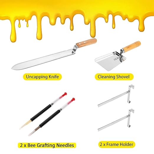 Beekeeping Supplies - 31 Pcs Beehive Starter Kit, Bee Keeping Supplies-All Beekeeping Tools and Equipment, Bee Smoker Kit for Beekeeping for Beginners and Professionals