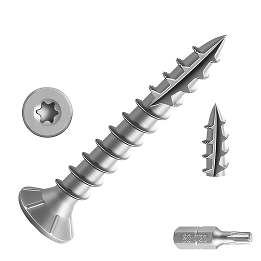 #8 * 1-1/4" 304 Stainless Steel Deck Screws, (260pcs) 1 lbs.Exterior Wood Screws, Rust Resistant Epoxy Coated, Bronze, T20 Star Bit