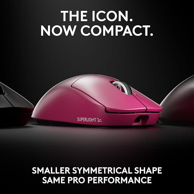 Logitech G PRO X Superlight 2c Wireless Gaming Mouse, 51 g pro-Grade Compact Mouse with 5 programmable Buttons, USB-C Charging, 44K DPI Sensor, up to 8 kHz Polling for PC/Mac - Magenta
