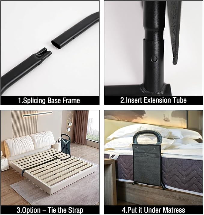 EASACE Bed Rails for Elderly Adults Safety,Adjustable Height Bed Assist Bar, Assistance for Getting in and Out of Bed,Bed Assist Rail with Storage Pocket.