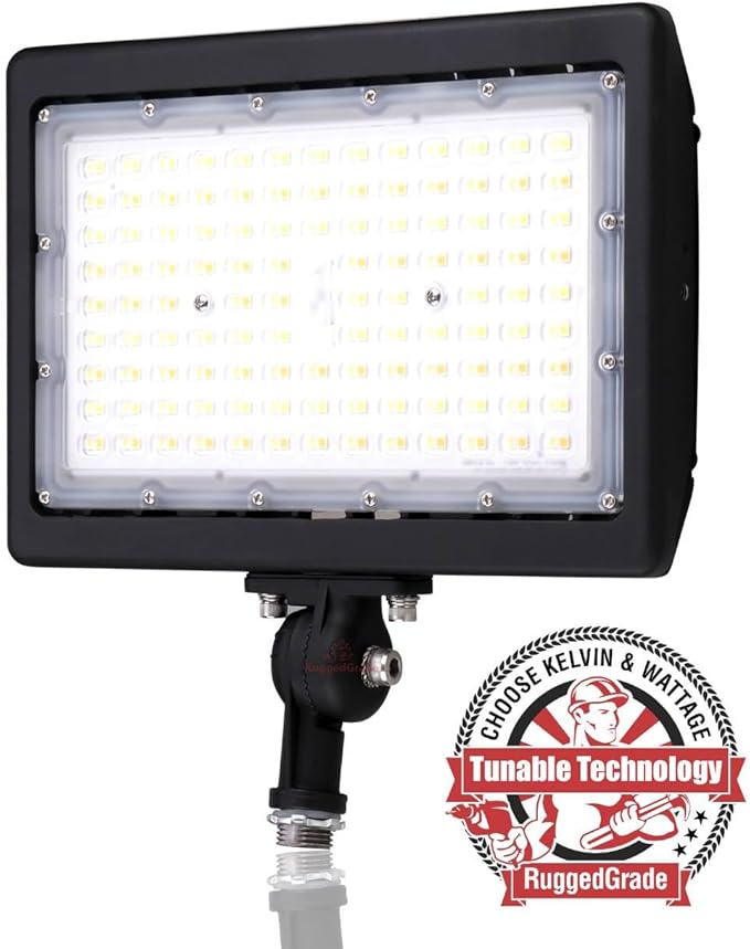 RuggedGrade 120W LED Flood Light | Kivo II CS Series | 17,400 Lumens | Color Selectable 3000K/4000K/5000K | Outdoor Waterproof Security Light | Knuckle Mount with Photocell | DLC 5.1 Premium