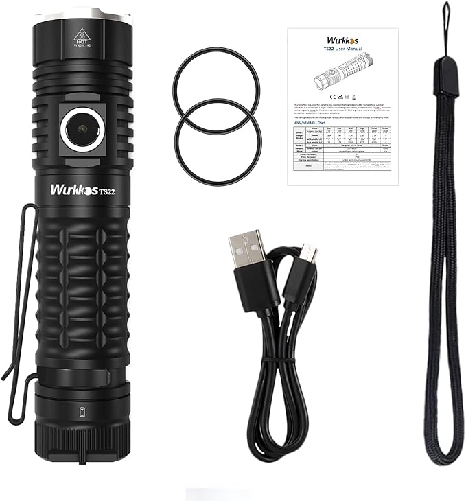 Wurkkos TS22 Super Bright Flashlight,4500 High Lumens Rechargeable LED Flashlight,Thoughtful Static Lock&Reverse Charging Function,IP68 Waterproof, Magnetic Design for Repairing Camping Dog Walking
