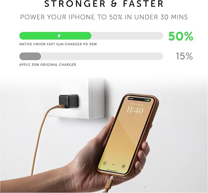 Native Union Fast GaN Charger PD 30W – Ultra-Compact Power Delivery Enabled USB-C Charger – Made of Recycled Materials – for MacBook Air, iPads, iPhones, Pixel, Galaxy & Other Type-C Devices (White)