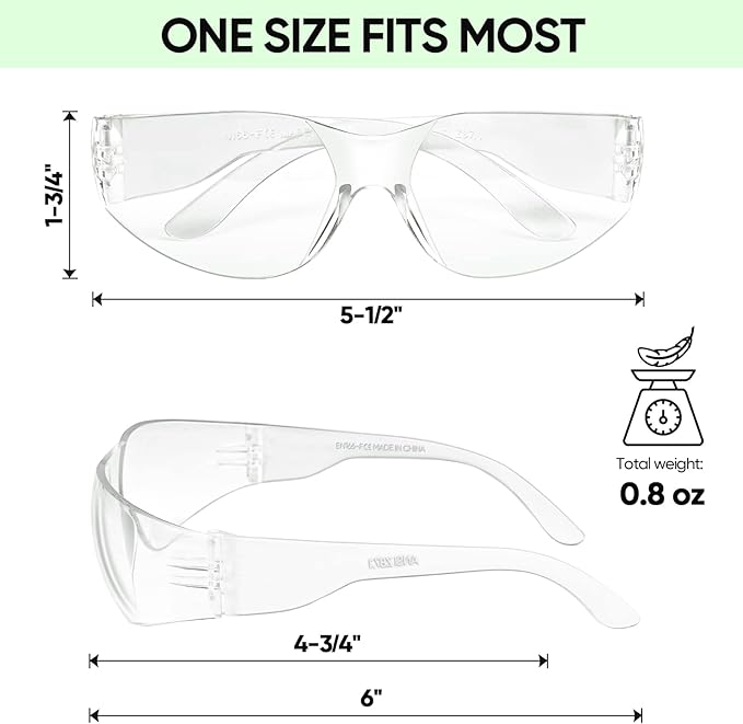 TICONN Clear Safety Glasses for Men, Safety Goggles with Scratch Impact Resistant Meets ANSI Z87.1 Standard