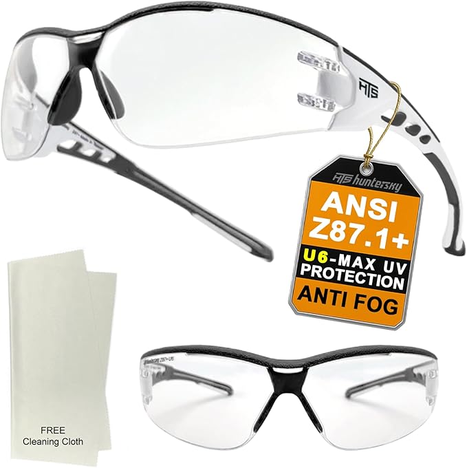 Super Flexible Lightweight Anti Fog Wrap-Around U6 Clear Shooting Safety Glasses with ANSI Z87.1 Scratch Resist