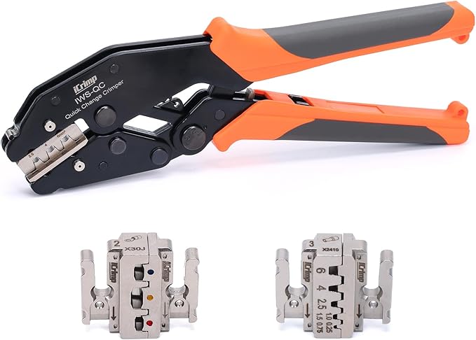 iCrimp Rachet Crimping Tool Set, Quick Change Jaws for Insulated Terminals, Solar Terminals and End Sleeves Ferrules- 4PCS included