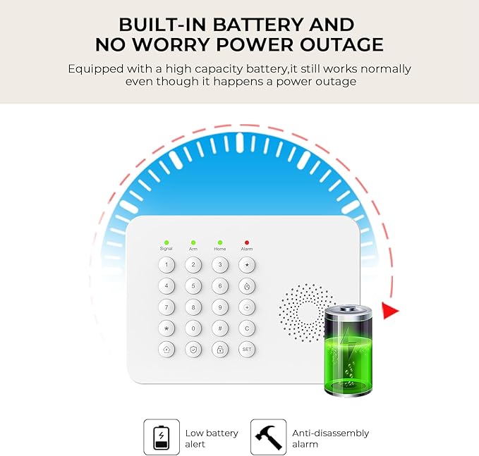 Home Alarm System,Wireless Home Security System with Door and Motion Sensors,5 Piece Alarm Kits,4G SMS/Phone App Instant Alerts,24/7 Professional Monitoring for Villa,Apartment,Kids Safety