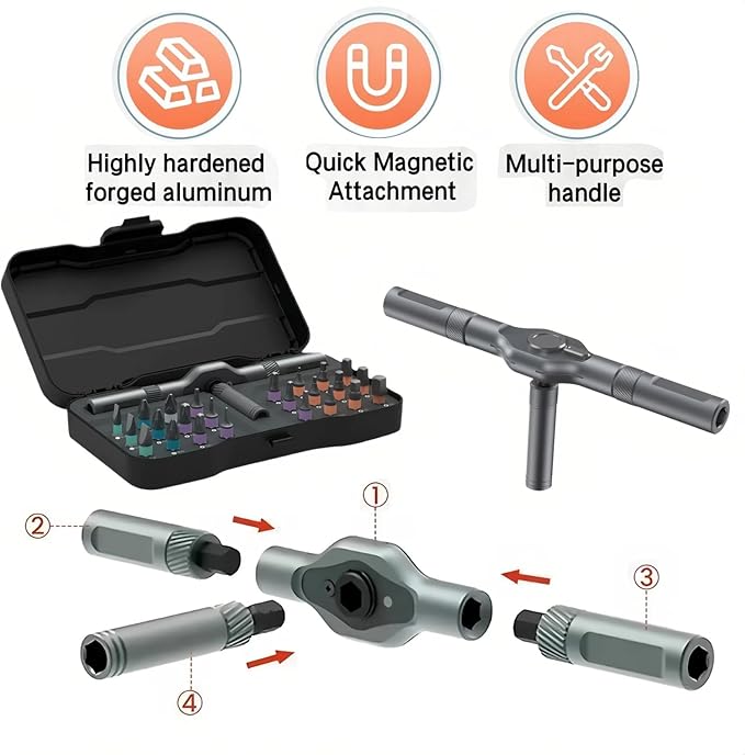24 In 1 Magnetic Ratchet Screwdriver Set, Multi-Purpose Mini Screwdriver Set Suitable for Diy, Electronic Products, Watches, and Home Repairs