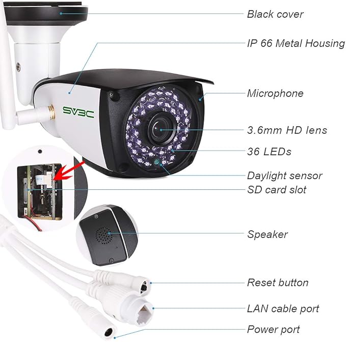 SV3C 5MP WiFi IP Camera Outdoor, Dual Band 2.4GHZ 5GHZ WiFi Security Cameras, Exterior Onvif Cam Support RTSP Browser Viewing, Human Motion Detection, Two-way Audio, IP66 Waterproof, SD Card Recording