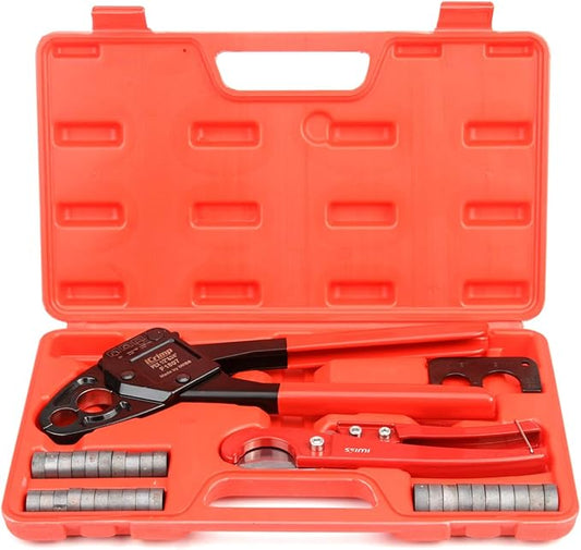 iCrimp Angle Head F1807 PEX Pipe Crimping Tool for Copper Rings - IWS-1234W(1/2&3/4-inchCombo Crimper Kit), Suitable for Tight Spaces
