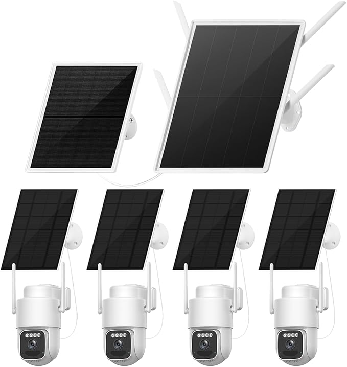 LCLCTEK® Solar 4G Security Cameras kit Wireless Outdoor,2K/4MP Video Home Security System with 4 Solar Cameras,Night Vision,Two-Way Audio,PIR Sensor,Support 4G sim Card,one-Step to use,APP Control