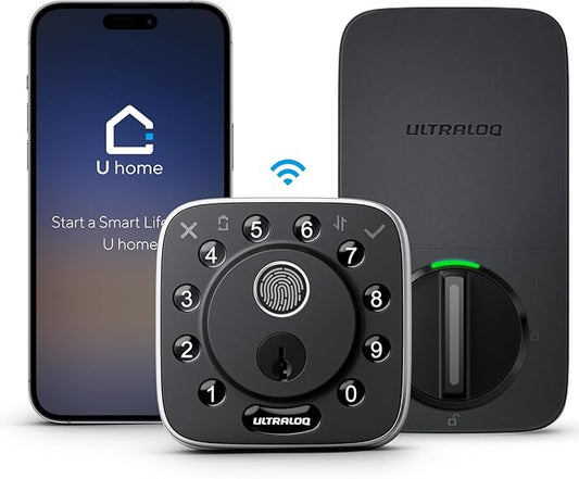 ULTRALOQ Bolt Fingerprint Smart Lock with Door Sensor, Built-in WiFi Smart Locks for Front Door, Biometric Smart WiFi Deadbolt, Auto Unlock, 10 Months Battery, IP65 Waterproof, BHMA Grade AAA