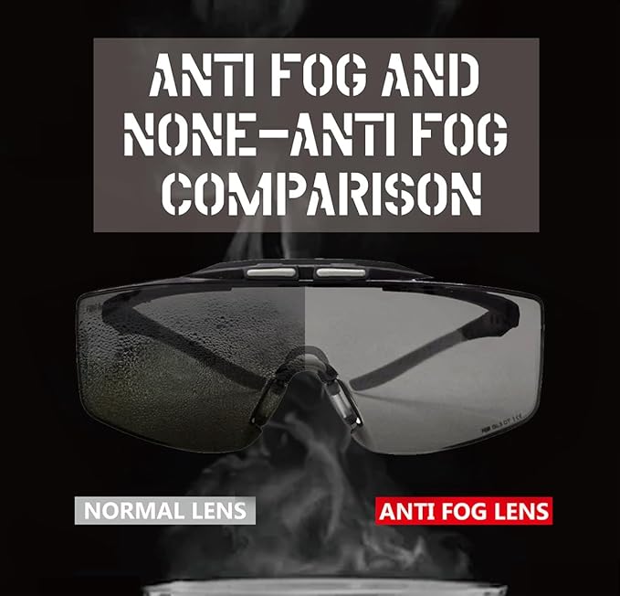 HUNTERSKY ANSI Z87 Anti Fog Lab Safety Glasses Fit Over Eyeglasses Up to 1.88 inch 100% UV Protective Goggles