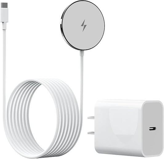 2025 Apple 15W Mag-Safe Charger 4FT Magnetic Wireless Charger 20W Fast Charging Block Compatible with iPhone17/16/15/14/13/12 Series & AirPods 4/3/2/Pro/for iPhone Wireless Charger Stand(white1p)