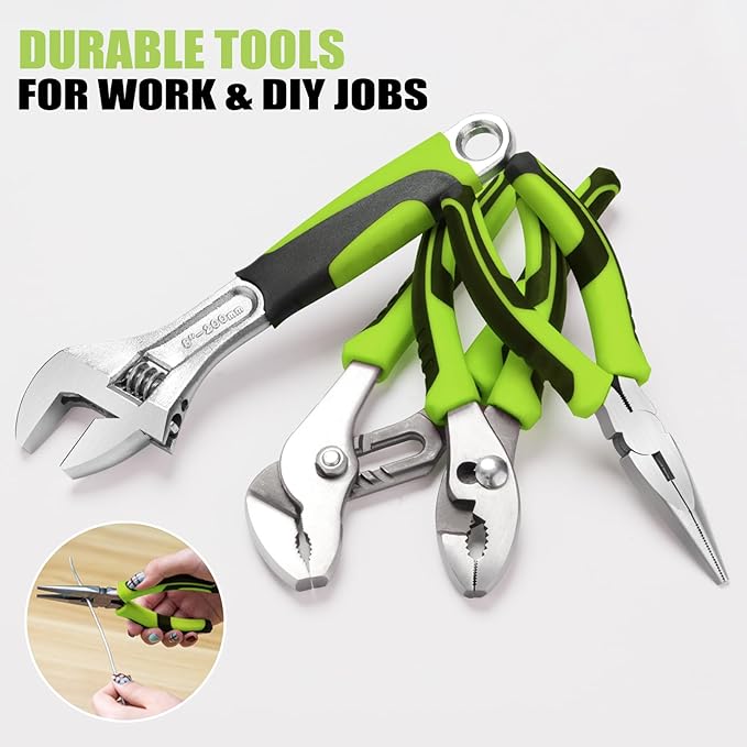 269-Piece Home Tool Set, General Household Repairing Tool Kit with Storage Bag, Basic Hand Tool Kit Set for Home Maintenance, DIY and Crafts (Green)