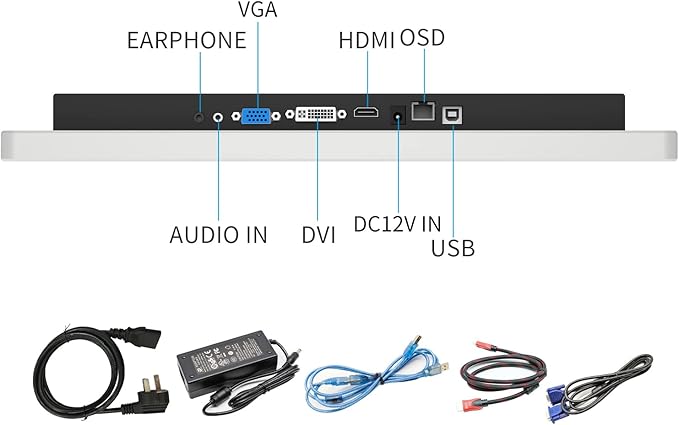 GreenTouch 15.6 Inch Open-Frame Touchscreen LCD Monitor - Capacitive PCAP Touch -1920x1080-16:9-Black and Silver Bezel