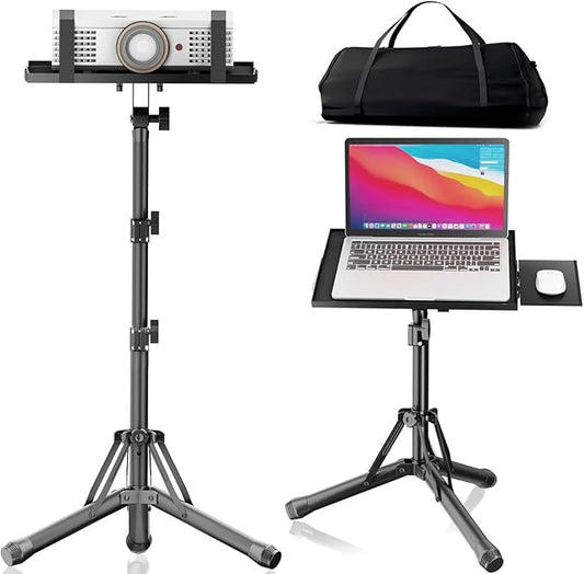Projector Stand Laptop Tripod, Upgraded Portable Projector Stand Tripod Adjustable Height 26 to 56 Inch, Laptop Floor Stand with Mouse Tray for Room, Office, Podium, Outside, Studio, Dj Racks